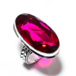 Pink Rubillite Gemstone Handmade 925 Sterling Silver Jewelry Ring Size 9.5 a8v31