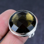 Smoky Quartz Gemstone Handmade 925 Steling Silver Gift Jewelry Ring Size 9 b7j55