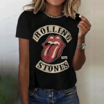 Rolling Stones Harajuku Funny Print Naiste T-s&auml;rk L&uuml;hikeste varrukatega Punane T-s&auml;rk Naiste T-s&auml;rk Topid Riided Camisetas Muje L