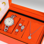 5 TK Mood Luksuslik naiste teemant-h&otilde;bedane kvartskell T&uuml;drukute kandiline ripats kaelakee teemantk&otilde;rvar&otilde;ngas-s&otilde;rmus, ehete komplekt t&uuml;drukutele h&otilde;bedane valge v&auml;rv