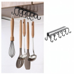 1 tk k&ouml;&ouml;gikonksuhoidja, stantsivaba seinakapp, kaherealine konksuga riputatav tassihoidja k&ouml;&ouml;giorganisaatori nagi riputatav tassihoidja 25.5*8*7cm must