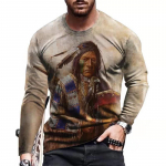 Meeste kevad-s&uuml;gis T-s&auml;rk &Uuml;mara kaelusega pikkade varrukatega meeste spordir&otilde;ivad, suures suuruses vintage 3D-printeriga pullover S