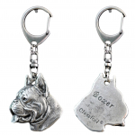 Boxer, German Boxer I - Silver-plated key ring with dog, handbag decoration, backpack pendant by Art-Dog brand