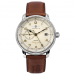 Zeppelini Vahemere nahast rihm beež numbrilauaga automaatne 96685 meeste k&auml;ekell