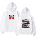 Initial D GTR Skyline R34 pulloverid Uued pusad ja kampsunid Meeste & Y2k Hoodie Graafiline kapuuts Meeste r&otilde;ivad S&uuml;gis S valge