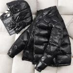 Meeste ja naiste valge pardi sulemantel, kapuutsiga paksendatud sooja- ja k&uuml;lmakindel m&otilde;&otilde;tmantel XXL must