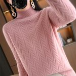 YYFS naiste mood vabaaja s&uuml;gistalv &uuml;hev&auml;rviline print pikkade varrukatega poolkaelusega topid Naiste riided Villased kudumid kampsunid S roosa