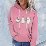 Naiste moodne vabaaja pikkade varrukatega Halloweeni tr&uuml;kitud kapuutsiga kampsun XXXL must