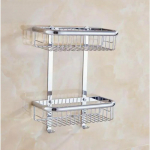 2-kihiline 20/30/45cm messingist vanniriiul &uuml;hekorruseline riiul seinale paigaldatav vannitoatarvikute korvriiul