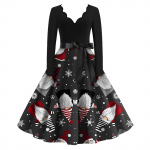 Naiste mood V-kaelusega vabaaja &otilde;hukesed j&otilde;ulutr&uuml;kiga pikkade varrukatega kleidid XXXXL kuld