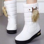 Naiste talvesaapad Uued seemisnahast veekindlad naiste lumesaapad paksu p&otilde;hjaga soojad keskmise pikkusega saapad 39 valge