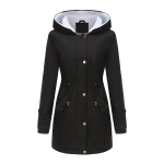 Naiste mantlid BRIGHT DEER Eemaldatav kunstkarusnahast kapuutsiga fliisvoodriga soe mantel Kerge veekindel tuulekindel puhvis joped Talve v&auml;limine kulumine 5XL must