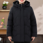 Suured suurused 2XL-7XL Talvejoped Naised Parkad Kapuutsiga Elegantsed Paksud Soojad Keskealiste Naiste &Uuml;ler&otilde;ivad Talvemantlid 5XL must