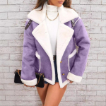 Rev&auml;&auml;ridega karusnahast jope, talvine soe vabaajamantel, naisteriided XL lilla