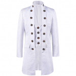 Meeste Steampunk gooti frakk Trench-mantel Keskaegne j&otilde;uluvana riietus Victoria vormiriietus Halloweeni kost&uuml;&uuml;m smoking XXL valge