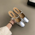 Moodne mood uued retro naiste Mary Jane kingad disainer paksu kontsaga pehme tallaga daamide poolsussid suvised &otilde;ues olevad Mulleri kingad 35