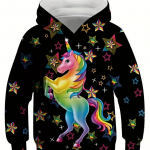 Multifilm Unicorn Girls kapuutsid Pullover Pikkade varrukatega 3D Prinditud S&uuml;gistalvine Mood Armsad Laste vabaaja kapuutsiga kampsun 100CM