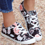 Mood Uued naiste vabaaja tossud Elegantsed lilledega tr&uuml;kitud pitsiga lamedad jalatsid Moodsed &uuml;mara varbaga vulkaniseeritud kingad zapatos de mujer 35