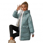 Talvine sulemantel, paksendatud polsterdatud pl&uuml;&uuml;sist kapuuts, suured taskud keskmise pikkusega tuulekindlad pikad varrukad soojust hoidev soe igap&auml;evane &uuml;ler&otilde;ivas puuvillane jope S roheline