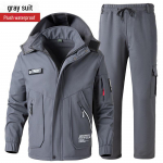 Meeste ja naiste tuulekindel veekindel paksendatud sametist talvejope &uuml;likond &ndash; k&uuml;lmakindel soe t&ouml;&ouml;riietus v&auml;listingimustes. 4XL190 hall v&auml;rv