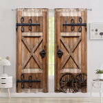 2tk Puidust uksemustriga kardinad Dekoratiivsed aknakatted, aknahooldused magamistoa elutuppa Kodukaunistus Toa sisustus 100W130H(CM)40x51in&Grommet Top