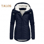 Talvine sulemantel polsterdatud kapuutsiga ja taskutega T&otilde;mblukk Kinnitusn&ouml;&ouml;r Parka Tuulekindel kuumust hoidev Igap&auml;evane k&uuml;lma ilmaga v&auml;lisriiete jope M must