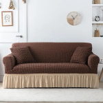 Roosa ruuduline seersucker-seelik Elastsed venivad diivanikatted elutuppa 1 2 3 4 kohaline tugitoolikate L-kujulised diivanikatted diivanile 1-seat 70-120cm