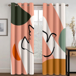 Geomeetriline abstraktne kunst Anthestic Morandi Aknakardinad Rulood Elutuppa Magamistuppa K&ouml;&ouml;ki Kontorisse Ukserulood Aknad 2 tk 100W130H(CM)40x51in&Grommet Top brown