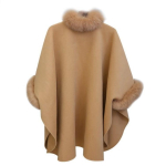 Suure k&uuml;&uuml;likukarva kraega keskmise pikkusega villane mantel Temperamentne keep-sall Villane suure suurusega mantel naistele M beige