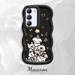 V&auml;rvitud muster Big Wave Edge pehme silikoon materjal Macaron telefoni &uuml;mbris p&otilde;rutuskindel kaitsev kummist korpus OnePlus Vivo Motorola Moto jaoks Vivo Y28 5G must