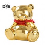 Galvaniseeriv karu hoiup&otilde;rsas istuv karu m&uuml;ndipank rahapank kodukontori raamaturiiul T&ouml;&ouml;laua kaunistus Ornament lastele t&auml;iskasvanutele kingitus kuldne