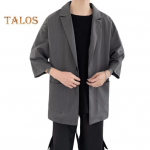 Meeste &uuml;likonnamantel &uuml;hev&auml;rviline kevadsuvine &uuml;likond jakk, &uuml;he n&ouml;&ouml;biga rev&auml;&auml;riga 3/4 varrukatega, vaba istumisega vabaaja &auml;ririided M must