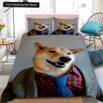 Kollane Shiba Inu Kuningas Kuninganna Voodipesukomplekt Armas Kutsikas Tekikate Pere Lemmikloom Loom Tekikate 2/3 tk Pol&uuml;ester Tekikate EU single(135x200cm)