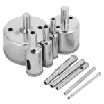 10 tk / komplekt Teemantkattega s&uuml;damikuga puur, 3&ndash;50 mm augusaag plaadikeraamilise klaasportselanmarmori jaoks