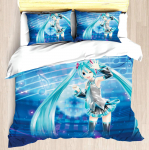 Kawaii t&uuml;drukud H-Hatsune Miku multikas tekikott tekk voodipesukomplektid Pehme tekikate ja padjap&uuml;&uuml;rid &Uuml;he-/kahe-/kuninganna-/kuninga suurused EU Twin 135x200cm