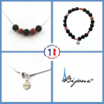 Parure bijoux - A Bijoux - Bracelet et Collier - Perles Lave 8 mm - Rubis du Br&eacute;sil - Acier inoxydable must