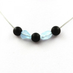 Collier - ABIJOUX - Onyx noir mat 8 mm - Aigue-Marine du Br&eacute;sil - Acier inoxydable - Enfant