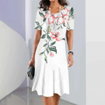 Naiste kleidid 3D gradiendiga geomeetrilise tr&uuml;kiga kleit, purustatud lillega l&uuml;hikeste varrukatega peor&otilde;ivad, elegantsed topid Retro A-joonega seelik 5XL