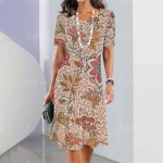 Suvised naisteriided l&uuml;hikeste varrukatega kleidid ebakorrap&auml;raselt prinditud pikk kleit 3d retro stiilis naisteriided lahtised &uuml;mara kaelusega pullover 4XL