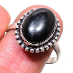 Natural Black Onyx Gemstone 925 Sterling Silver Jewelry Ring Size 9 j7g56