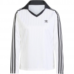 Adidas Originals Adicolor Jalgpalli Jacquard Logo Triip Pikkade Varrukatega Polo S&auml;rk Naiste topid Valge JD2605 XS
