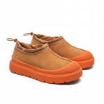3618-U Unisex madalad lumesaapad: Paks Tald, Ehtne Nahk, Talvine Soojus 44-Male kastani/punane