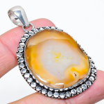 Agate Geode Slice Handmade 925 Sterling Silver Gift Pendant 2.32 r5v82