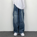 2023. aasta hip-hop trendi laia s&auml;&auml;rega unisex teksad S sinine