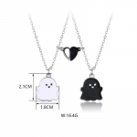 Luoluo&baby 2tk/komplekt Cartoon Ghost Heart ripatskett parimate s&otilde;prade kaelakee BFF s&otilde;pruse ehted kingitus lastele must valge v&auml;rv