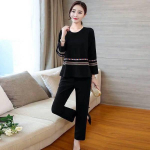 Naiste pluss suuruses lahtine slim &uuml;likond - M~5XL, pikkade varrukatega kaheosaline, kevad/s&uuml;gis L must