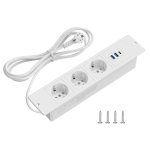 EL Laua Sisse Ehitatud Pistikupesad Lauaplaadi S&uuml;vistatavad Pistikupesad 3 AC Pistikupesaga 2 USB Kiirlaadimisega TYPE-C Peidetud Elektrijaotuspaneel EU 20W valge