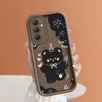 Pehme silikoonist ruudukujulise redeliga printimismustriga telefoni korpus T&auml;iskaanega kaamera p&otilde;rutuskindel kaitse kummist &uuml;mbris Samsungile Samsung A03 Core valge