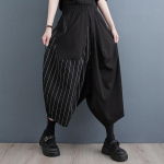 DIMANAF Suvine Pluss Suurus Naiste Vintage Laiade S&auml;&auml;rtega P&uuml;ksid K&otilde;rge V&ouml;&ouml;kohaga P&otilde;hilised Elastsed P&uuml;ksid Triibulised Vabad Vabaaja Haaremp&uuml;ksid One Size must