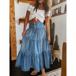 VEZFAA Naiste Vintage Bohemia vabaaja kevadseelikud S denim sinine v&auml;rv